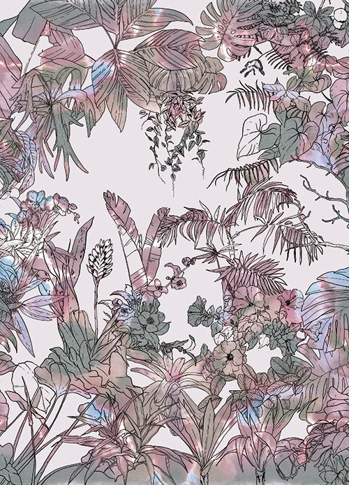 Papier peint Jungle Tropical Multicolore Medium